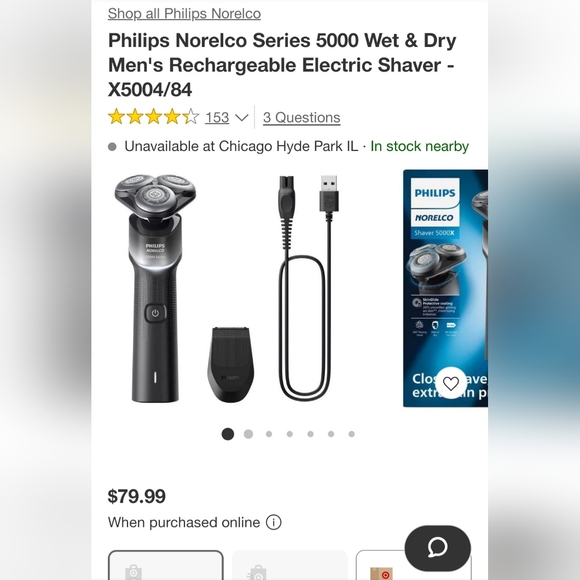 Philips Norelco Series 5000 Wet & Dry Men Rechargeable Electric Shaver X5004/84 - Picture 3 of 11
